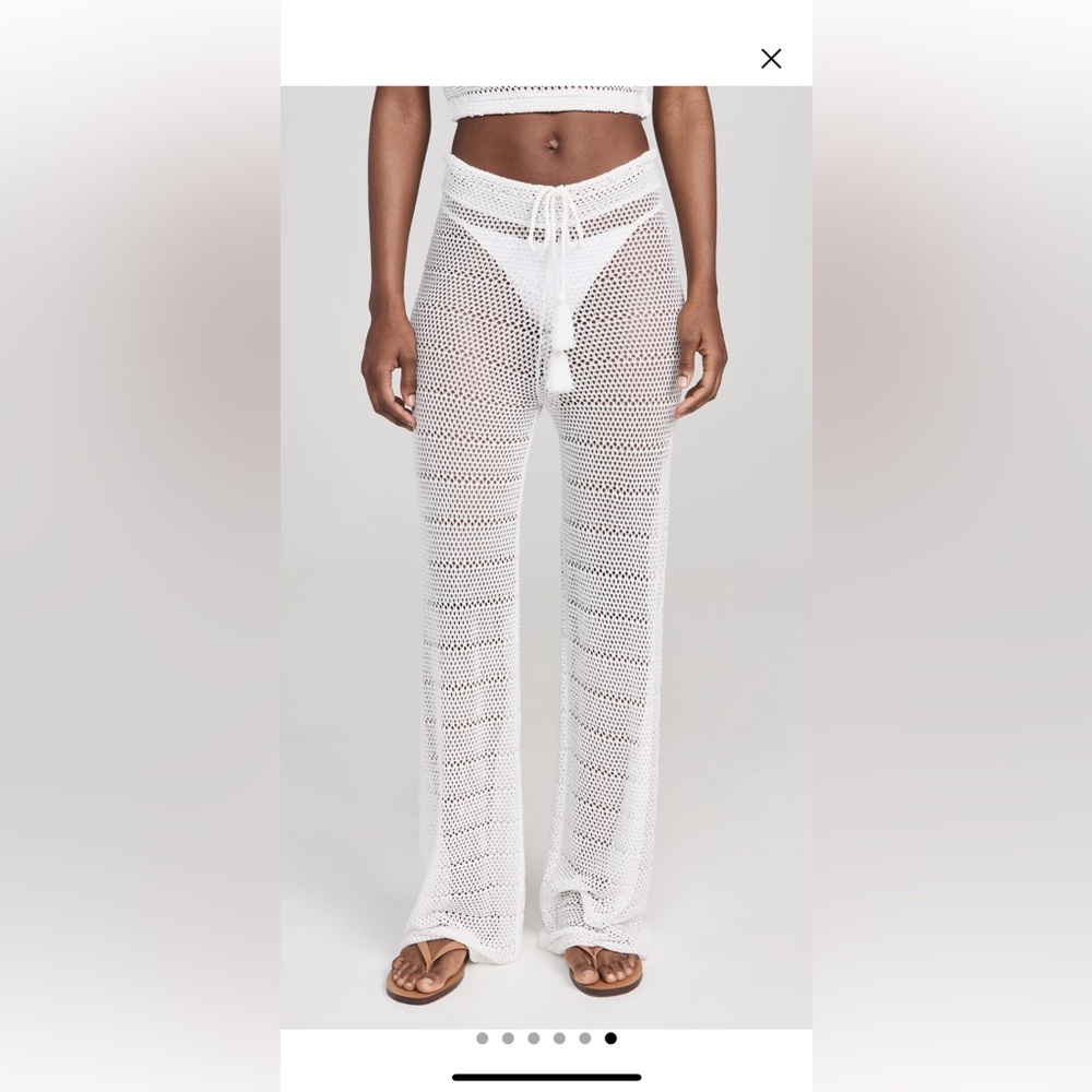 PQ Swim White Crochet Knit Beach Coverup Pants